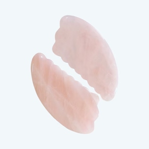 Vente directe d'usine, plaque en cristal de quartz rose naturel en forme de corne, masseur facial en jade - Product Image 6