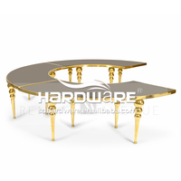 Table en forme de demi-lune, meuble en acier inoxydable, miroir en verre, Table en serpentin pour mariage