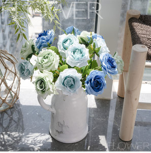 Branche de rose artificielle Mida, tige de plante artificielle, bouquet de mariage, décoration intérieure, fleur artificielle, vente en gros - Product Image 1