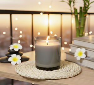 Bougie en cire de soja parfumée artisanale, minimaliste et moderne, dans un bocal cylindrique en verre transparent 7x5cm, écologique, décoration d'intérieur et cadeau de relaxation - Product Image 2