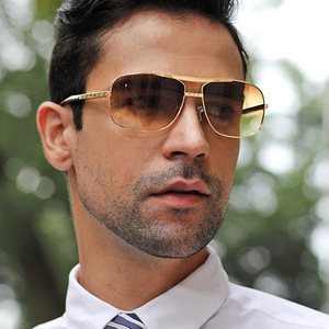 Gafas de sol Attitude para hombre, montura metálica dorada, protección UV400, lentes cuadradas de PC para conducir, viajar, moda - Product Image 3