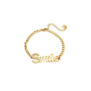 สร้อยข้อมือโซ่ยิ้ม ชุบทอง สแตนเลส 316L เครื่องประดับแฟชั่น - Product Image 1