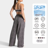 Leopardenmuster 2-teiliges Yoga-Set für Damen Nahtloser Kurzer Sport-BH Weite Jogginghose Workout-Trainingsanzug Activewear Fitness-Anzug