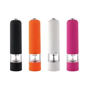 New household portable spice mill in acrylic salt and pepper 2 in1 electric salt and pepper mill with LED light