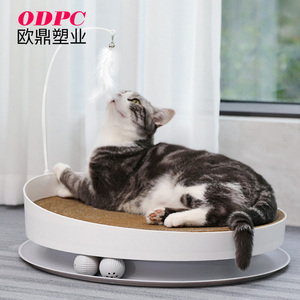 실내 고양이 스크래쳐 침대 겸용 3 in 1 원형 골판지 장난감 기둥 내구성 있는 3-in-1 고양이 용품 - Product Image 1
