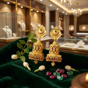 Wholesale 14K18K24K Micron Gold Plated Bridal Jhumka Earrings Set <b>Wedding</b> Fashion Earrings Traditional Floral Design Jhumka Set - Product Image 6