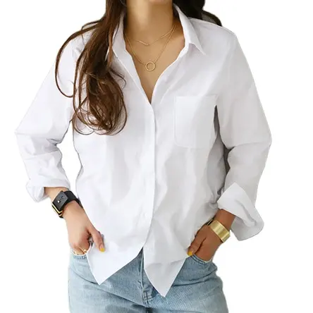 Stylish Women Long Shirt Autumn 2020 New Fashion White and Black Blouse Modern Lady Loose Long Sleeve Shirts