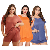 Ensemble de pyjama 2 pièces respirant grande taille à manches courtes pour femme, collection été 2025 – Vêtements de nuit décontractés en gros