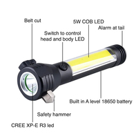 Marteau d'urgence de sécurité automobile lumière led d'autodéfense avec lampe de poche led