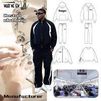 Conjunto Deportivo de Dos Piezas para Hombre, Chaqueta con Cremallera y Pantalones Jogger, Diseño de Parches, Ligero, para Gimnasio, Fabricación Personalizada OEM