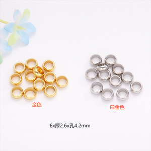 Perles d'abaque rondes de 6mm de diamètre extérieur, trou de 4.2mm, couleur or, pour la fabrication de bijoux, composants de bracelets et de colliers - Product Image 2