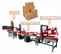 Focuspack Machine d'emballage entièrement automatique pour boîtes en carton et caisses en papier, avec fonctions de motorisation, de cerclage, d'étiquetage et de sanglage, pour l'industrie agroalimentaire, optimisant les coûts de main-d'œuvre