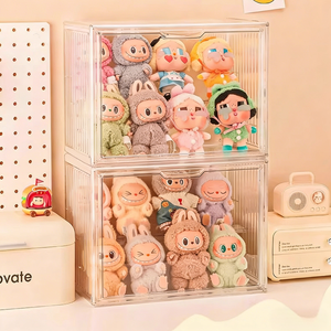 HENRY Vitrine multifonctionnelle de conception européenne, écologique, pour Labubu, hauteur 15,75 pouces, boîte de présentation en acrylique transparente, étagère Pop - Product Image 1