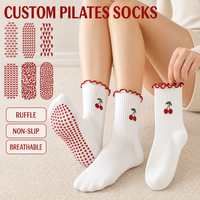 Chaussettes de yoga antidérapantes à volants pour femmes, chaussettes de danse de luxe avec logo, chaussettes de pilates personnalisées pour femmes