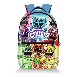 Tcxw031904 Lachende Beestjes School Rugzak Anime Cartoon Canvas Rugzak Voor Studenten