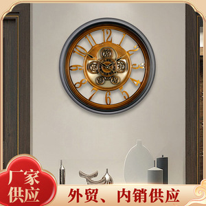 Creative Wall <b>Clock</b> Analog <b>Battery</b> Powered Moving Gears Round Living Room Decor - Product Image 5