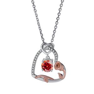 قلادة أنيقة للنساء من الفضة الإسترلينية عيار 925 على شكل قلب مع حجر الموزانيت الأزرق، مجوهرات خطوبة وزفاف من الشركة المصنعة - Product Image 2