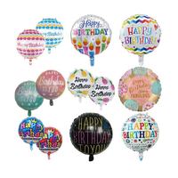 Ballon en aluminium de décoration de fête à l'hélium de forme personnalisée mélange de couleurs anglais ballon rond en aluminium de 18 pouces joyeux anniversaire