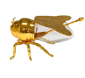 Vàng Bee Shape Thiết Kế Đặc Biệt Mật Ong Jar Nhà Hàng Thủ Công Kim Loại Đường Muối Nồi
