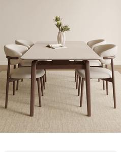 Set Tavolo da Pranzo e Sedie in Legno dal Design Nordico Moderno in Legno Massello e Pelle PU per Sala da Pranzo e Ristorante - Product Image 2