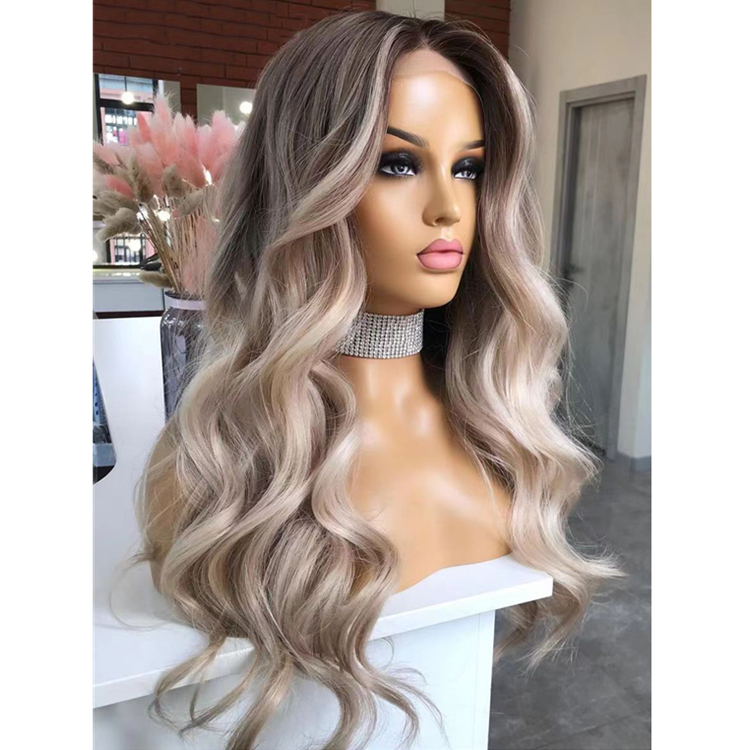 Stylist Design Ombre Pastel Blonde Big Wave Full Virgin Cuticle Human Hair HD Lace Front Wigs Customization Fee