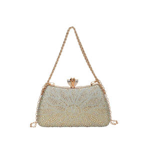 Flower Pattern Diamond Dinner Evening Bag Luxury <b>Clutch</b> Women <b>Wedding</b> Party Shoulder Bag Luxury Rhinestone Handbag For Women - Product Image 4