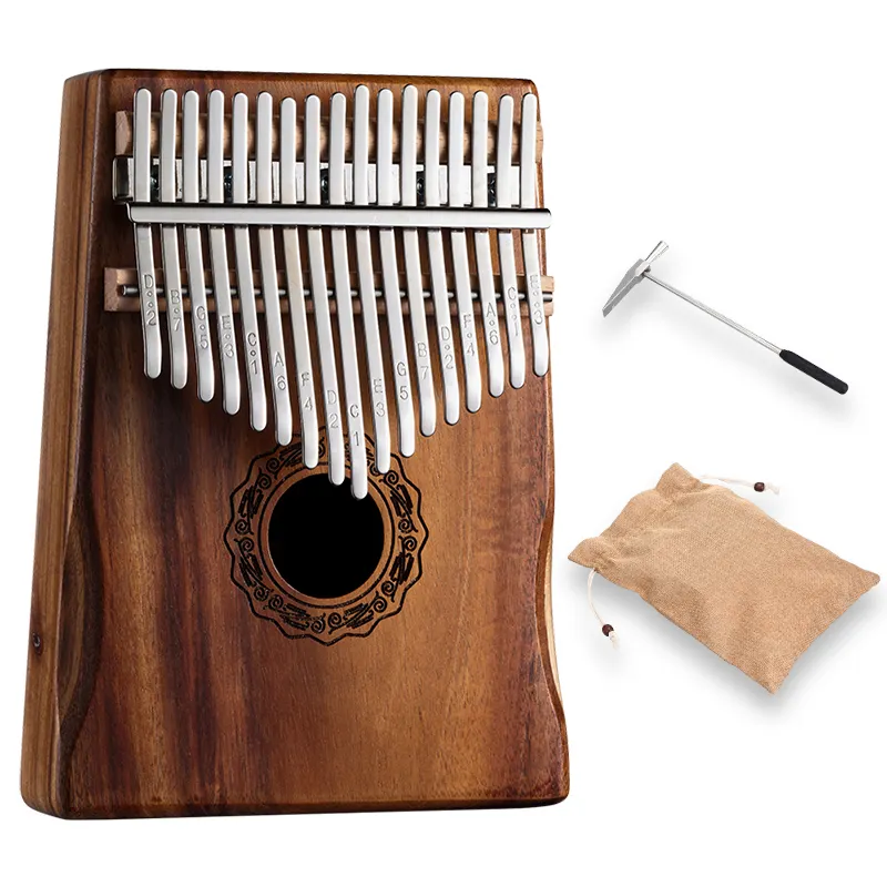 Hluru instrumentos musicais kalimba, 17 teclas, piano de dedo quadrado com buraco médio KD17-Koa