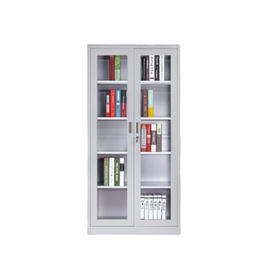 Armoire à livres moderne en verre et acier, armoire métallique verrouillable pour l'école, le bureau, l'hôpital ou l'extérieur (maison, hôtels, bureaux) - Product Image 3