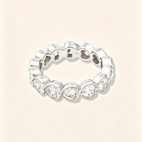 Bague d'éternité Xinyun en argent sterling 925 plaqué or 18 carats avec zircone ovale en forme de cœur pour mariage et soirée pour femmes