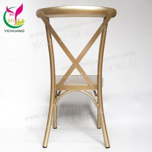 Muebles de boda comedor banquete apilable de aluminio de oro <span class=keywords><strong>Cruz</strong></span> Silla de comedor con cojín extraíble - Product Image 5