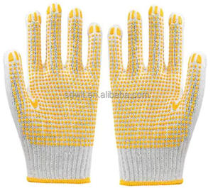 China Großhandels preis Sicherheit/Arbeit/Arbeits handschuh Industrie/Bau/Working Guante PVC Gepunktete/Punkte Baumwolle Strick handschuhe - Product Image 3