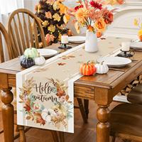 Chemin de table d'automne avec citrouille et guirlande florale 'Bonjour l'automne', décorations feuilles d'érable pour la maison et les fêtes en intérieur et en extérieur
