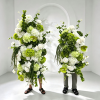 Chemin de table en fleurs artificielles blanches personnalisées pour la décoration de l'allée de mariage et des tables