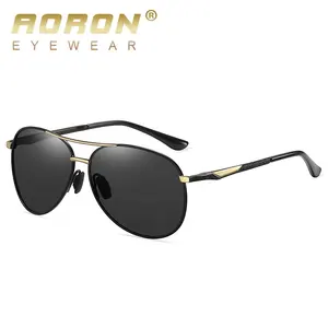 Aoron-gafas de sol polarizadas fotocromáticas para piloto, lentes cuadradas redondas y doradas de alta calidad, TAC, recicladas