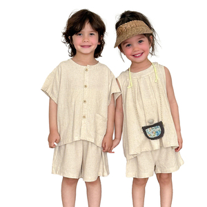 Profesional hecho verano lindo niños Top y pantalones cortos de punto Color sólido cómodo Casual niños conjuntos de ropa - Product Image 1
