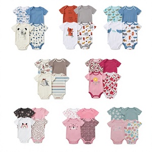 Ensemble de 4 bodys à manches courtes pour bébé, adorable combinaison pour nouveau-né, 100% coton, best-seller transfrontalier - Product Image 2
