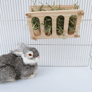 Comedero de madera para conejos, conejillos de indias y chinchillas, plegable, multifuncional, vertical, rectangular, tamaño M - Product Image 5