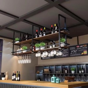 Simple Metal Wrought Iron <strong>Hanging</strong> Rack <strong>Bar</strong> <strong>for</strong> Dining Room and Kitchen Ceiling Cabinet - Product Image 6