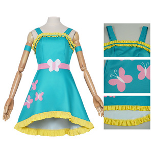 Costume da Farfalla per Bambini e Adulti, Outfit Cosplay Personaggio Anime Cartoon con Polsini per Feste di Halloween - Product Image 4