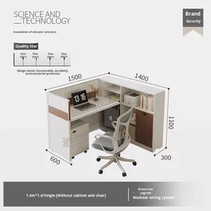 Estación de trabajo moderna para empleados de oficina, asiento de tarjeta de personal en forma de cruz, cuatro sillas de escritorio con pantalla <span class=keywords><strong>financiera</strong></span> Doble - Product Image 6