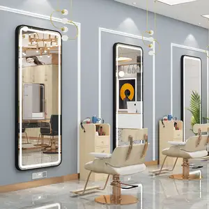 新しいデザインサロン家具ミラーステーションスタイリング中古理髪椅子卸売理髪ステーション化粧鏡