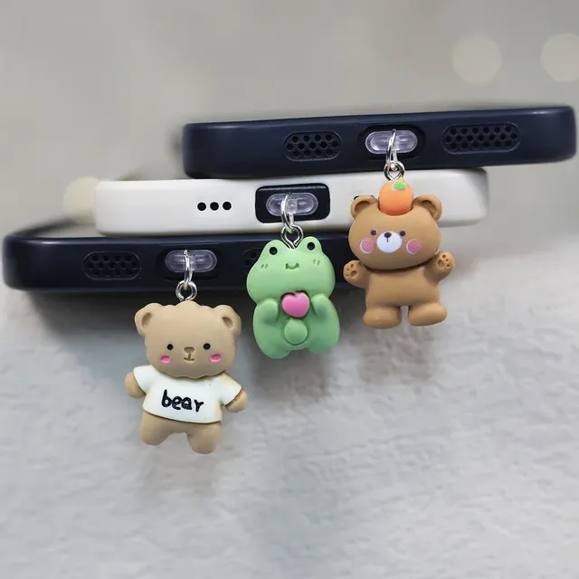 Bear Animal Phone Dust Stopper Pendant Accessories Suitable for iPhone Samsung Type-C Interface Universal Lover Cute Pendant