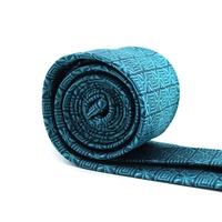 Cravate longue 8,5 cm pour homme, motif géométrique bleu, en soie tissée à la main de Shengzhou, style professionnel, vente en gros chinoise