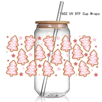 Vente en gros Nouveau design de Noël UV DTF Cup Wraps Autocollants 3D Christmas Uvdtf Cup Wraps Stickers pour 16OZ Cup Wraps
