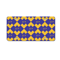 Couverture de plaque d'immatriculation en métal avec lettres grecques Iota Phi Lambda Sorority, imprimé Argyle, plaque décorative universelle pour voiture, plaque avant décorative