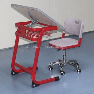 <span class=keywords><strong>Chaise</strong></span> de bureau moderne réglable pour étudiant <span class=keywords><strong>avec</strong></span> <span class=keywords><strong>table</strong></span> à <span class=keywords><strong>dessin</strong></span> à roulettes en métal, ensemble de mobilier scolaire - Product Image 5
