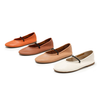 Chaussures plates en cuir confortables et élégantes pour femmes avec semelle en caoutchouc