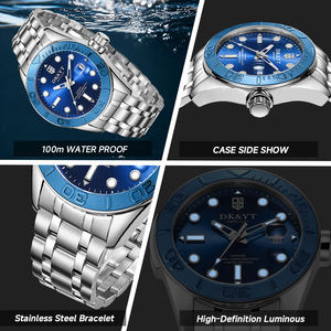 Livraison rapide, montre mécanique automatique avec boîtier en acier inoxydable, étanche 10 ATM, aiguilles lumineuses, avec boîte cadeau - Product Image 3