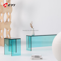 Tabouret à chaussures simple et créatif, banc à chaussures long en acrylique de luxe, chaise en plexiglas transparent, tabouret de bout de lit, petite table
