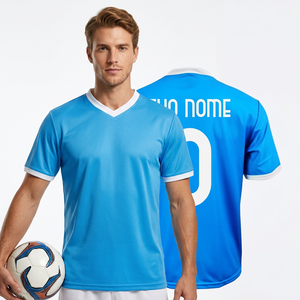 Maillot de football américain personnalisé de haute qualité, manches courtes, col en V imprimé, polyester/coton, uniforme sportif - Product Image 4